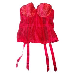 Victoria's Secret Red Bra with Molded Cups and Garter Straps